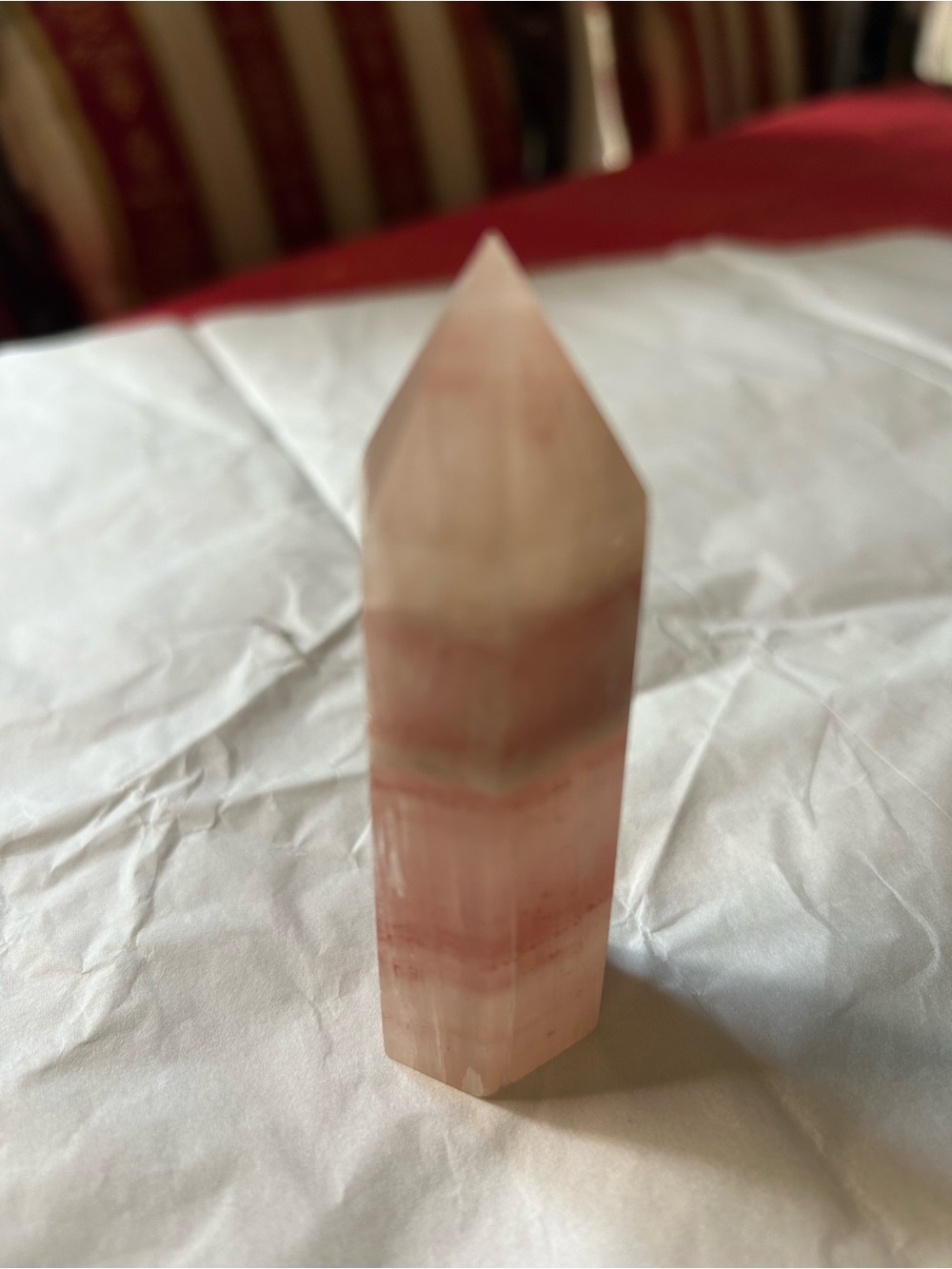 Pink Banded Agate Tower Decorative Accent